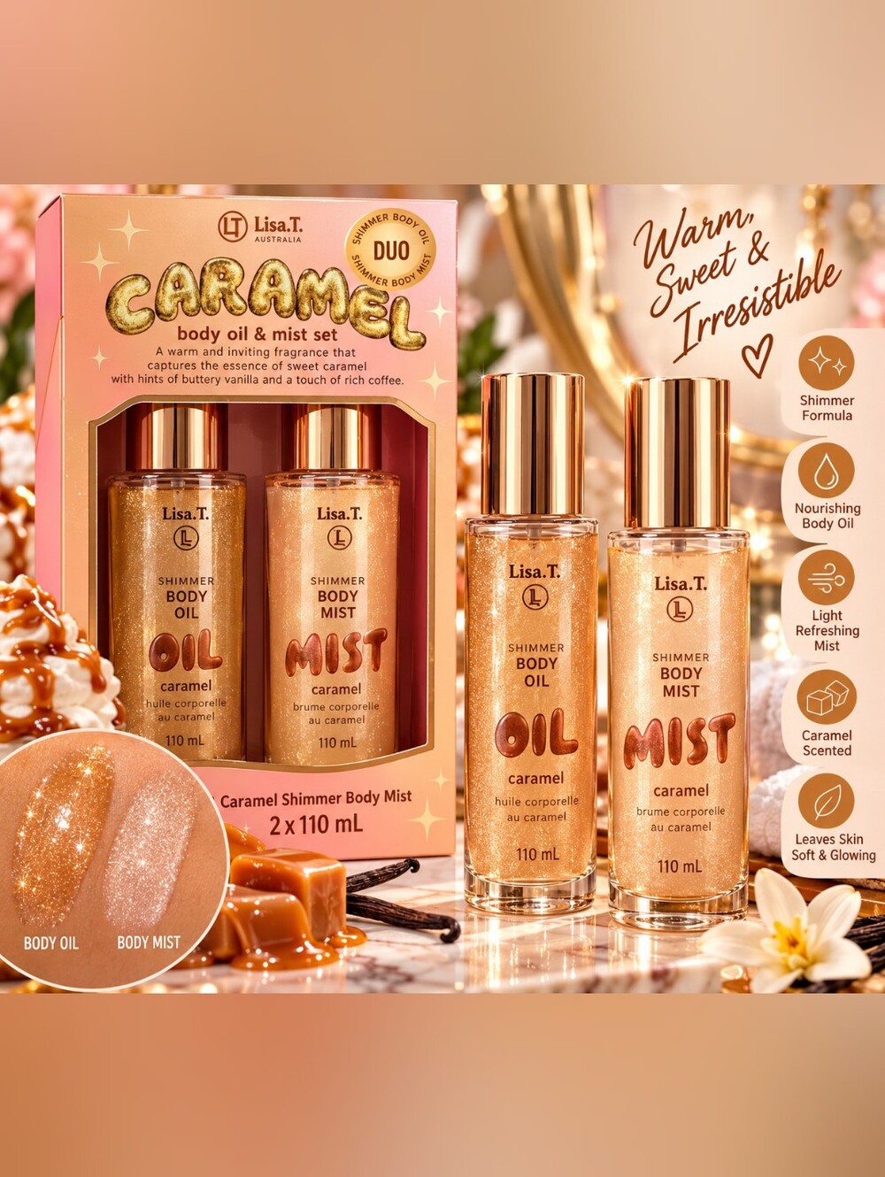 Shimmer Duo Caramel Gold Body Oil & Mist